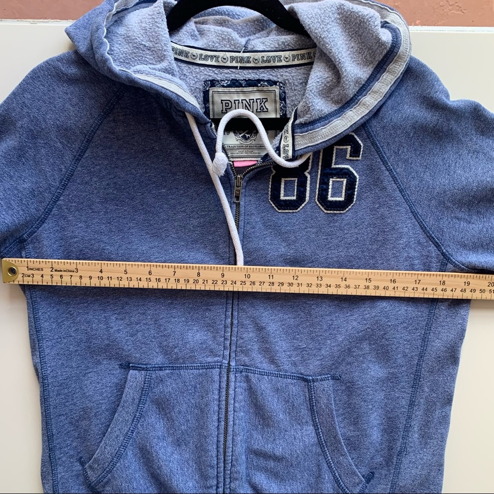 PINK Victorias Secret LOVE Hoodie Sweatshirt Zip Front. Blue Women’s large - Picture 4 of 12